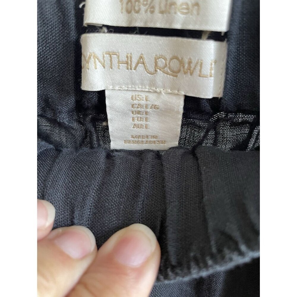 Cynthia Rowley 100% Linen Elastic Waist Loose Fit Wide Cropped Leg Women's L - Picture 4 of 8